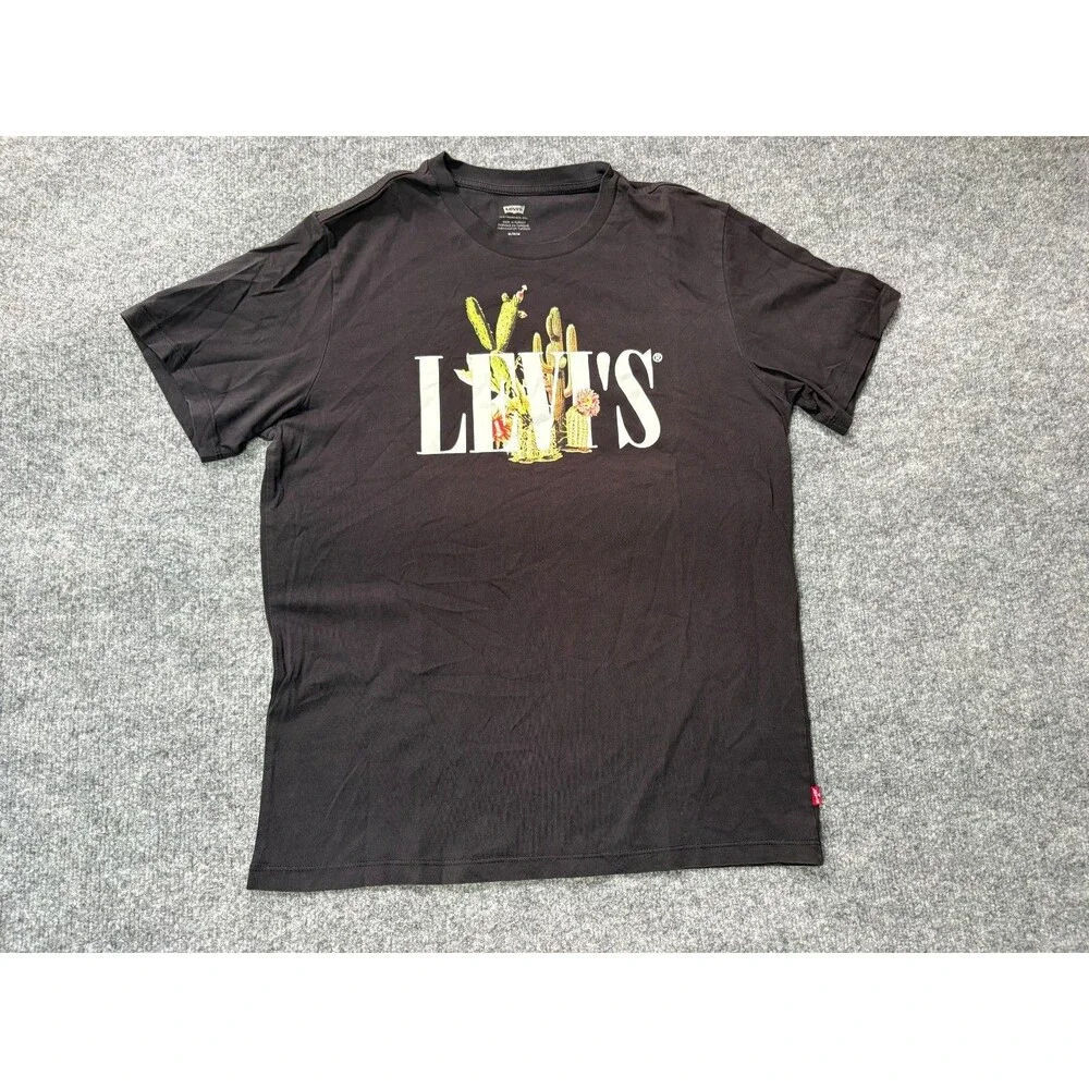 Levis Graphic T-Shirt Mens Medium Black Cactus Desert Western Short Sleeve